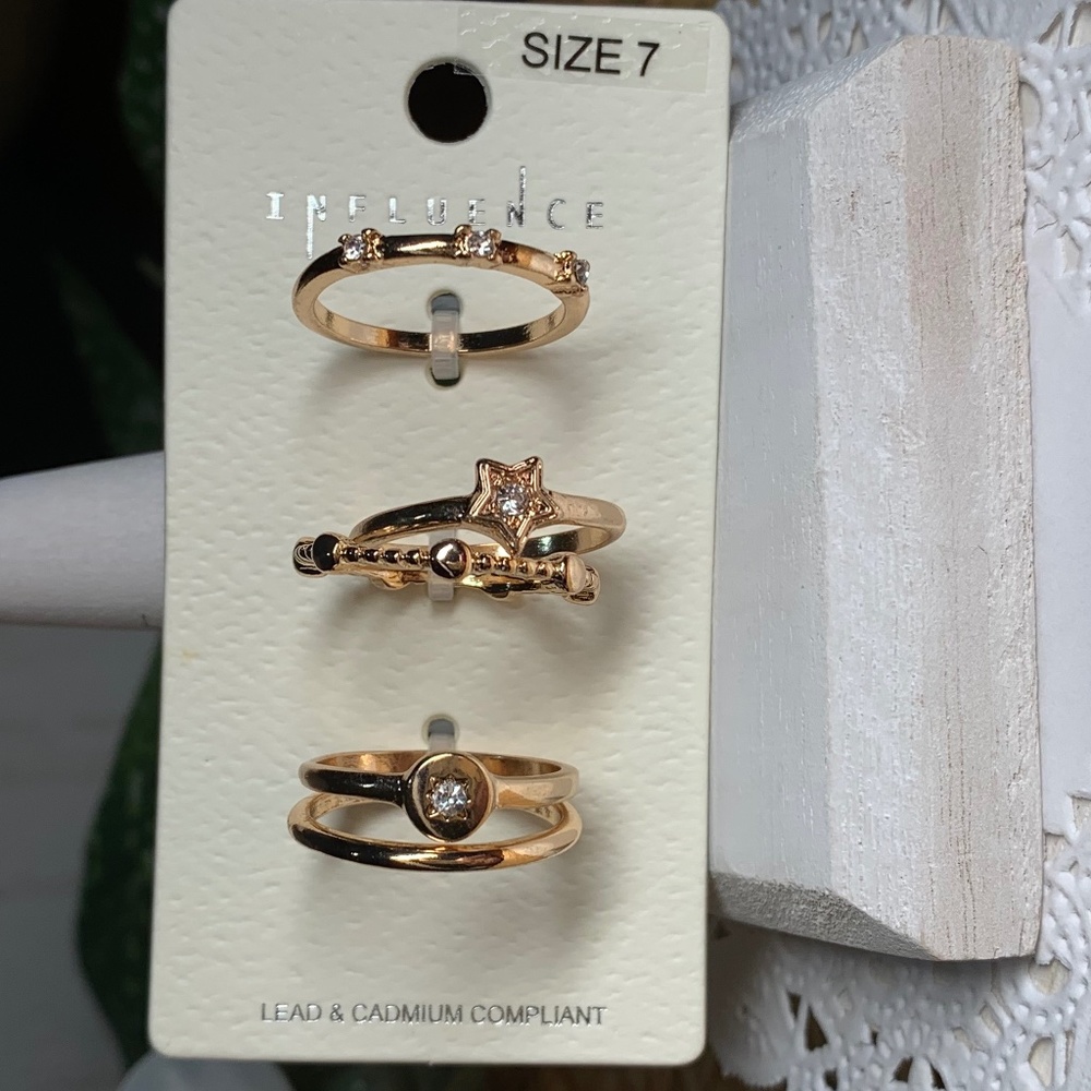 Dainty and Shining Stackable CZ Rings.  Set of five.  Size 7